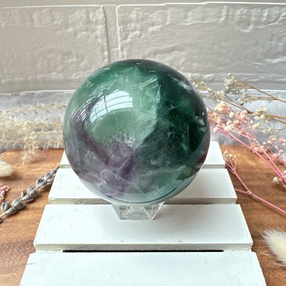 Gorgeous Feather Fluorite Sphere - Picture 7 of 9
